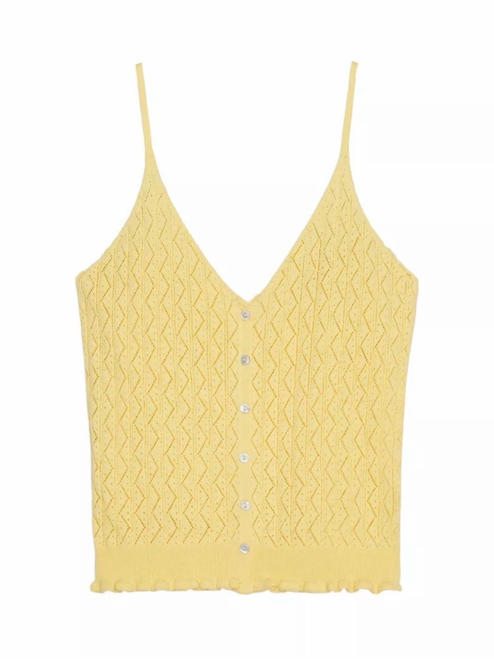 Zara Yellow Knit Button-Front Camisole